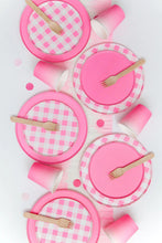 Load image into Gallery viewer, Neon Rose Gingham Small Round Plate
