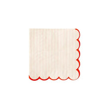 Load image into Gallery viewer, Valentine Pink Stripe Scallop Cocktail Napkin
