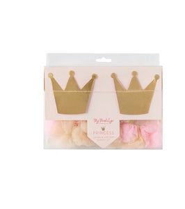 Princess Crowns and Pom Pom Tulle Banner Set