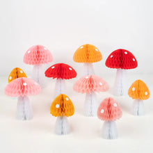 Load image into Gallery viewer, Meri Meri Honeycomb Mushroom Decorations
