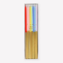 Load image into Gallery viewer, Meri Meri Gold Dipped Rainbow Mix Candles
