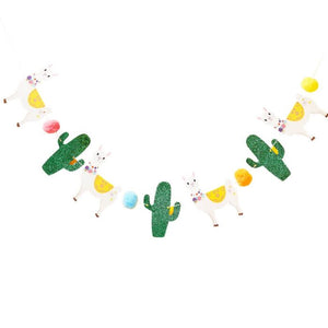 Llama, Glitter Cactus & Pom Pom Garland